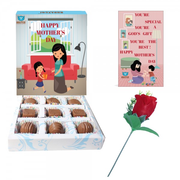 Mother's Day special chocolate box, 9pc , FREE Rose and Card